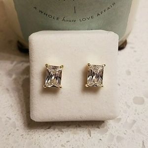 CZ stone gold plated earrings NWT